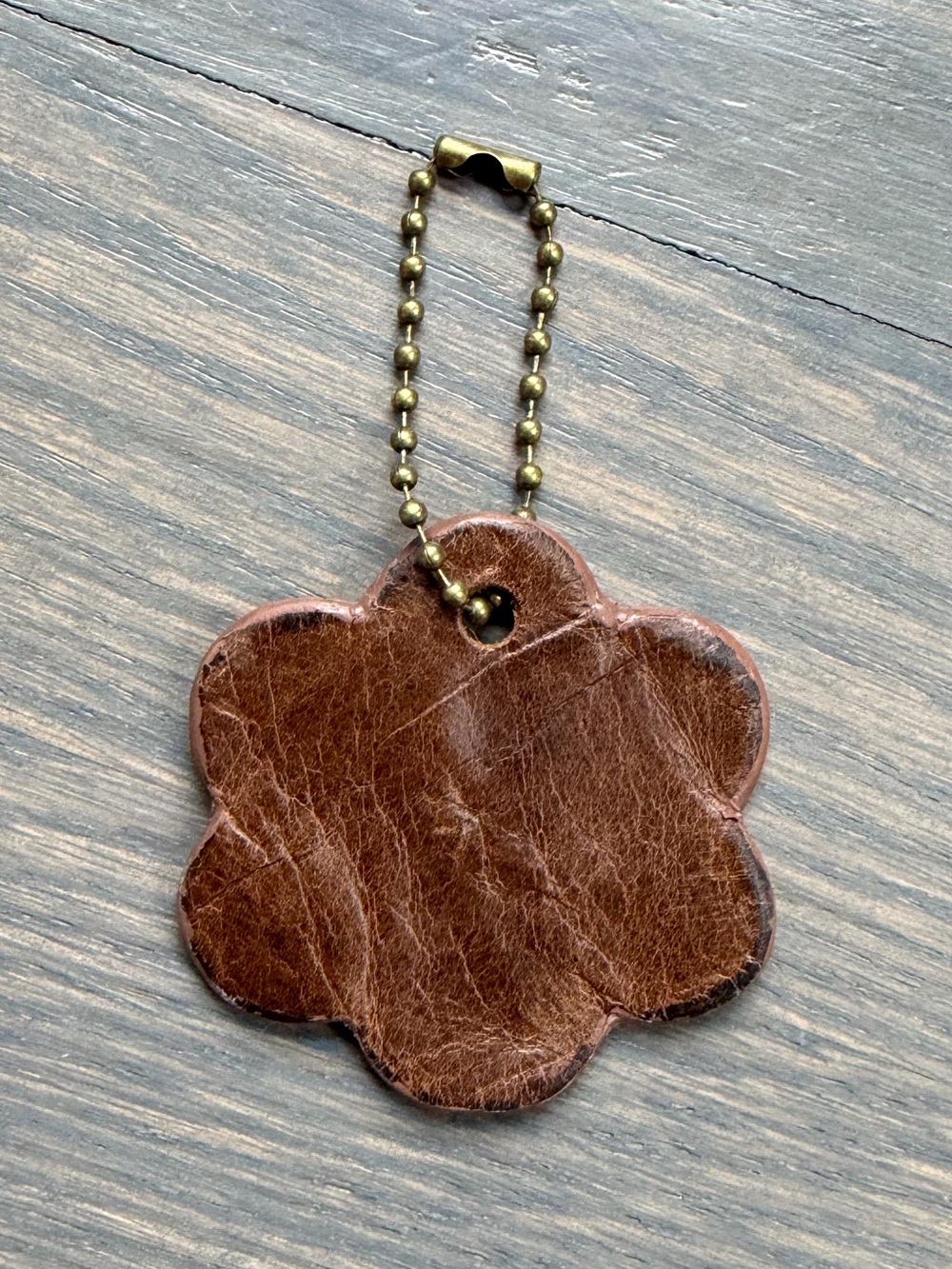 Boho Leather Flower Bag Charm Keychain